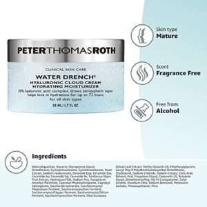 Peter Thomas Roth | Water Drench Hyaluronic Cloud Cream | Hydrating Moisturizer for Face, Up to 72 Hours of Hydration for More Youthful-Looking Skin, Fragnance Free, 1.69 Fl Oz