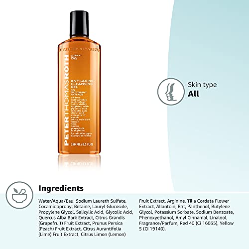 Peter Thomas Roth | Anti-Aging Cleansing Gel | Face Wash with Anti-Wrinkle Technology, Exfoliates with Glycolic Acid and Salicylic Acid, 8.5 Fl Oz