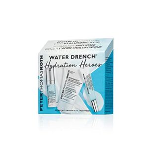 peter thomas roth | water drench hydration heroes 3-piece kit | hyaluronic acid skin care kit, water drench glow serum, moisturizer and eye gel