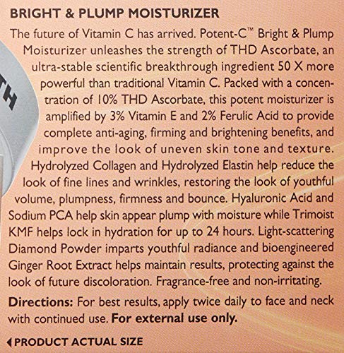 Peter Thomas Roth | Potent-C Bright & Plump Moisturizer | Brightening Vitamin C Moisturizer and Anti-Aging Cream with Collagen light blue 1.69 Fl Oz