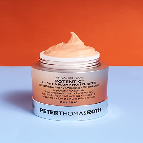 Peter Thomas Roth | Potent-C Bright & Plump Moisturizer | Brightening Vitamin C Moisturizer and Anti-Aging Cream with Collagen light blue 1.69 Fl Oz