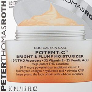 Peter Thomas Roth | Potent-C Bright & Plump Moisturizer | Brightening Vitamin C Moisturizer and Anti-Aging Cream with Collagen light blue 1.69 Fl Oz