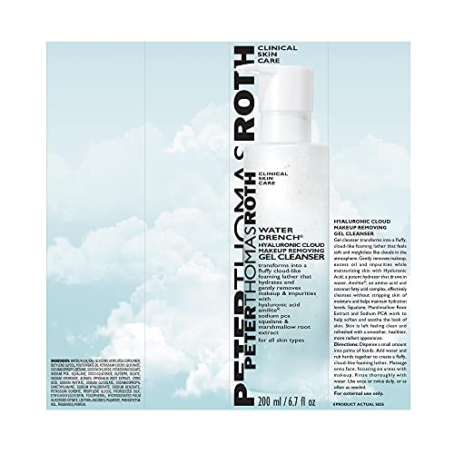 Peter Thomas Roth | Water Drench Hyaluronic Cloud Makeup Removing Gel Cleanser | Hydrating Facial Cleanser with Hyaluronic Acid Removes Makeup