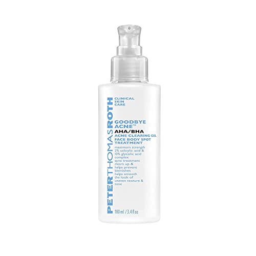 Peter Thomas Roth | Goodbye Acne AHA/BHA Acne Clearing Gel | Face Body Spot Treatment, Maximum-Strength Acne Spot Treatment, 3.4 Fl Oz (Pack of 1)