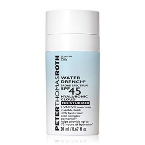 peter thomas roth | water drench broad spectrum spf 45 hyaluronic cloud moisturizer | spf moisturizer for face, lightweight and water-resistant, 0.67 fluid ounces (pack of 1)