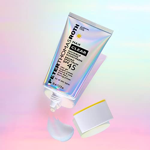 Peter Thomas Roth | Max Clear Invisible Priming Sunscreen Broad Spectrum SPF 45 | Makeup Primer with SPF, Water-Resistant Sunscreen Gel with Silky Finish, 1.7 fl. oz.