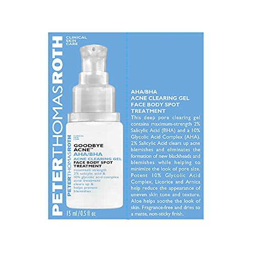 Peter Thomas Roth | Goodbye Acne AHA/BHA Acne Clearing Gel | Face Body Spot Treatment, Maximum-Strength Acne Spot Treatment for Blemishes and Pores