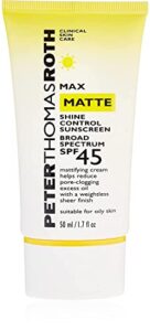 peter thomas roth | max matte shine control sunscreen broad spectrum spf 45 | mattifying sunscreen for oily skin, water-resistant, 1.7 fl. oz (pack of 1)