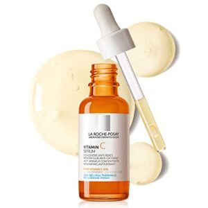 la roche-posay pure vitamin c face serum with hyaluronic acid & salicylic acid, anti aging face serum for wrinkles & uneven skin texture to visibly brighten & smooth. suitable for sensitive skin