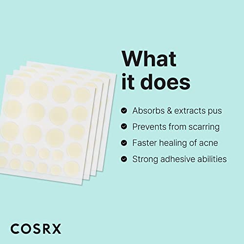 COSRX Acne Pimple Patch (96 Counts) Absorbing Hydrocolloid Original 3 Size Patches for Blemishes and Zits Cover, Spot Stickers for Face and Body, Not Tested on Animals, No Toxic Ingredients