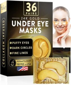 wild beauty under eye patches (36 pairs), eye masks for dark circles and puffiness! under eye patches for under eye bags, 24k gold eye mask, under eye mask for adults, eye patches for puffy eyes