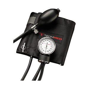 tech-med 2024 blood pressure kit, 22″ standard sphygmomanometer, black nylon cuff (pack of 1)