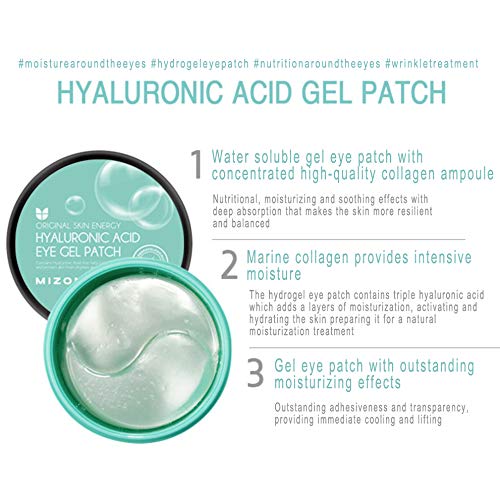 MIZON Hyaluronic Acid Eye Gel Patch, Collagen Patches, Eye Masks, Treatment for Puffy Eyes, Eye Pads for Dark Circles, Under Eye Bags, Wrinkle Care, Moisturizing, Improves Elasticity (30 PAIRS )