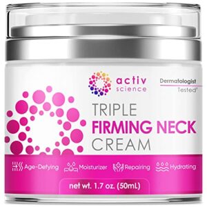 activscience neck firming cream – natural anti-aging facial moisturizer with retinol collagen & hyaluronic acid – double chin reducer – day & night anti-wrinkle cream – firming, hydrating face cream – 1.7oz