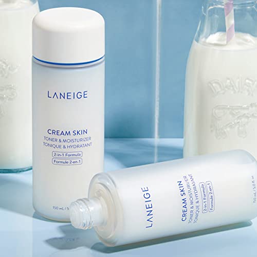 LANEIGE Cream Skin Toner & Moisturizer: 2-in-1 Amino Acid Rich Liquid, Soothe, Hydrate, and Strengthen Skin's Moisture Barrier, 5.0 fl. oz.