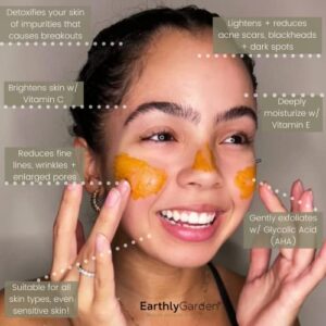 EarthlyGarden Pumpkin Enzyme Face Mask | Vegan, Cruelty-Free | Cleanse, Exfoliate, Moisturize & Hydrate | Brighten Dull Skin + Dark Spots | For All Skin Types