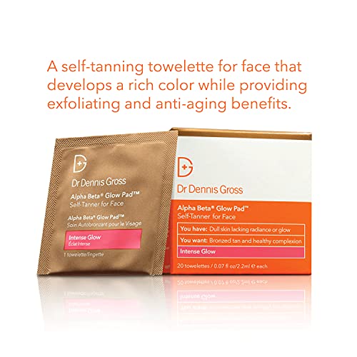 Dr. Dennis Gross Alpha Beta Glow Pad Intense Glow for Face: for Dull Skin Lacking Radiance & Glow, (20 Towelettes)