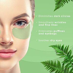 Undereye Gel Patches - Green Tea Eye Gel Patch, Eye Masks for Dark Circles and Puffiness - Collagen Eye Mask Under Eye Pads - Gel Eye Mask for Puffy Eyes - Dark Circles Under Eye Treatment for Women