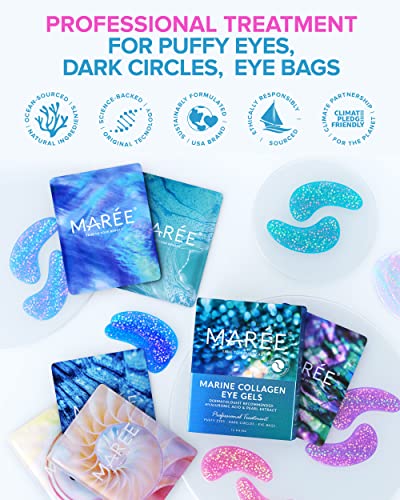 Maree Eye Gels - Pearl Eye Masks that Reduce Wrinkles, Puffy Eyes, Dark Circles, Eye Bags with Natural Marine Collagen, Hyaluronic HA - Anti Aging Under Eye Patches, Face Moisturizer Treatment