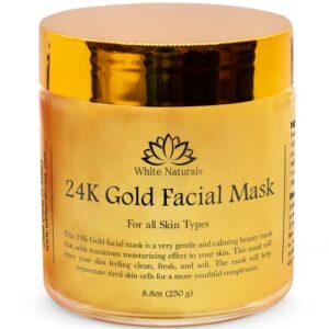 White Naturals 24K Gold Facial Mask, Anti-Aging Gold Face Mask For Flawless & Moisturizes Skin, Helps Reduces Wrinkles, Fine Lines & Acne Scars, Removes Blackheads, Dirt & Oils