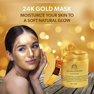 White Naturals 24K Gold Facial Mask, Anti-Aging Gold Face Mask For Flawless & Moisturizes Skin, Helps Reduces Wrinkles, Fine Lines & Acne Scars, Removes Blackheads, Dirt & Oils