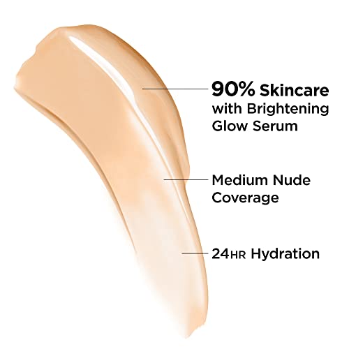 IT Cosmetics CC+ Nude Glow Lightweight Foundation + Glow Serum with SPF 40 - With Niacinamide, Hyaluronic Acid & Green Tea Extract - Medium - 1.08 fl oz