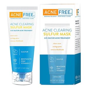 acne free clearing sulfur mask absorbs excess oil & unclogs pores with vitamin c and bentonite clay, 1.7 oz