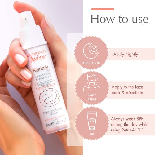 Eau Thermale Avene - RetrinAL 0.1 Intensive Cream - Retinaldehyde - Rejuvenates Skin & Helps Reduce Signs of Aging - Airless Pump - 1.0 fl.oz.