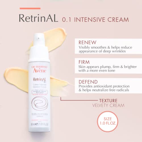 Eau Thermale Avene - RetrinAL 0.1 Intensive Cream - Retinaldehyde - Rejuvenates Skin & Helps Reduce Signs of Aging - Airless Pump - 1.0 fl.oz.