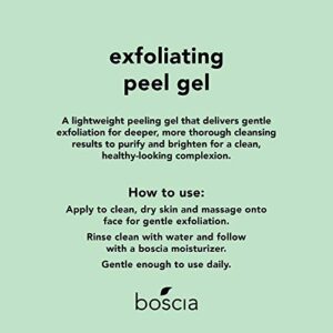 boscia Exfoliating Peel Gel, Vegan Cruelty-Free, Natural Clean Skincare. Deep-Cleaning Daily Face Exfoliator Pore Minimizer Blackhead Remover. 5 fl oz