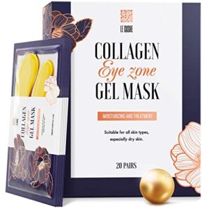 le gushe under eye patches – 24k gold under eye mask anti-aging hyaluronic acid collagen under eye pads reducing dark circles & wrinkles treatment gel bags (20 pairs gold)