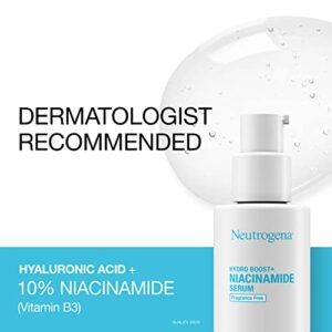 Neutrogena Multi Action Hydro Boost+10% Niacinamide Face Serum, Hydrating Face Serum With Vitamin B3 & Hyaluronic Acid to Improve Uneven Tone & Dull Complexion, Fragrance-Free,10% Niacinamide,1 fl.oz