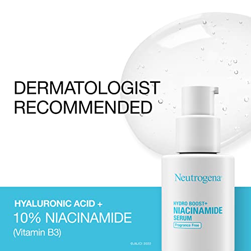 Neutrogena Multi Action Hydro Boost+10% Niacinamide Face Serum, Hydrating Face Serum With Vitamin B3 & Hyaluronic Acid to Improve Uneven Tone & Dull Complexion, Fragrance-Free,10% Niacinamide,1 fl.oz