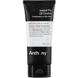 anthony instant fix oil control for men – mattifying lotion for oily skin – moisturizer and pore minimizer instantly eliminates shine – 3 fl oz