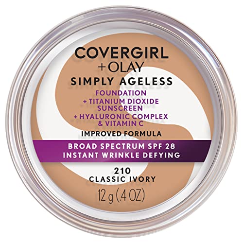 COVERGIRL+OLAY Simply Ageless Instant Wrinkle-Defying Foundation, 210 Classic Ivory, 0.44 Fl Oz (Pack of 1)