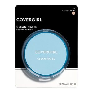 COVERGIRL Clean Matte Pressed Powder, Oil Control Powder, 1 container, .35 Fl Oz, Face Powder, Oil Free Loose Powder, Matte Finish, Lightweight, Shine Free Formula, Leaves Skin Smooth and Clean