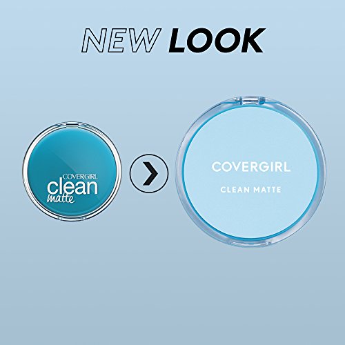 COVERGIRL Clean Matte Pressed Powder, Oil Control Powder, 1 container, .35 Fl Oz, Face Powder, Oil Free Loose Powder, Matte Finish, Lightweight, Shine Free Formula, Leaves Skin Smooth and Clean