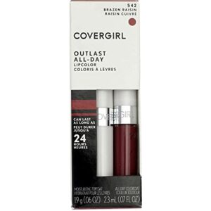 covergirl outlast all-day lip color with topcoat, brazen raisin , 2 count (pack of 1)