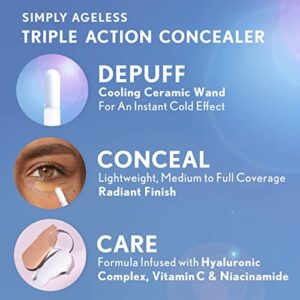 COVERGIRL Simply Ageless Triple Action Concealer, Toasted Almond, Pack of 1