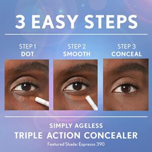 COVERGIRL Simply Ageless Triple Action Concealer, Toasted Almond, Pack of 1