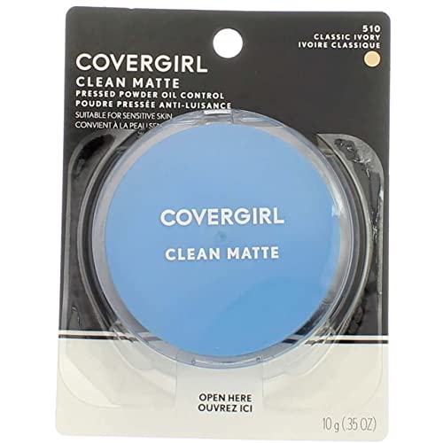 COVERGIRL Clean Matte Pressed Powder Classic Ivory Warm 510 , .35 Ounce (packaging may vary)