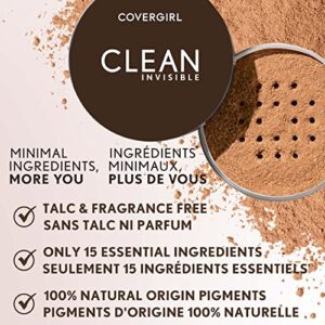 COVERGIRL Clean Invisible Loose Powder - Loose Powder, Setting Powder, Vegan Formula - Translucent Fair, 20g (0.7 oz)