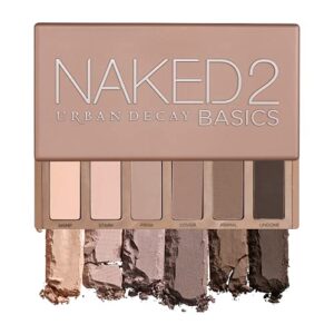 urban decay naked2 basics eyeshadow palette, 6 taupe & brown matte neutral shades – ultra-blendable, rich colors with velvety texture – makeup set includes mirror & full-size pans – great for travel