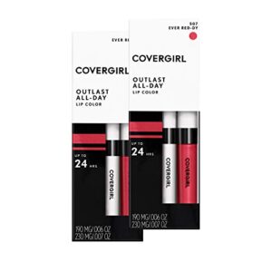 covergirl outlast all-day moisturizing lip color, ever reddy, pack of 4