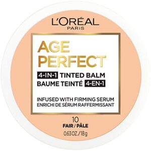 l’oreal paris age perfect 4-in-1 tinted face balm foundation with firming serum, fair 10, 0.61 ounce