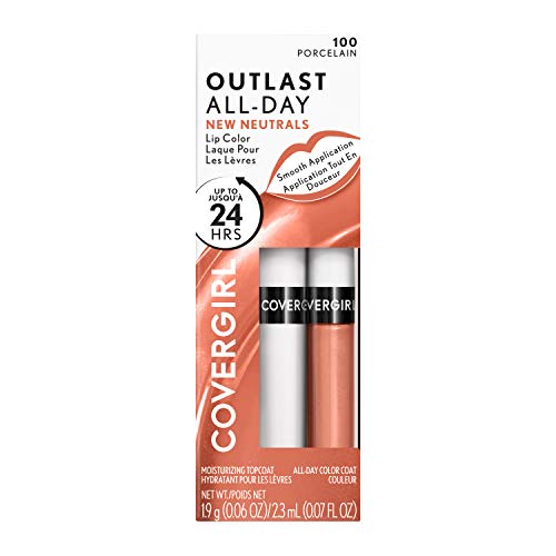 COVERGIRL Outlast All-Day Lip Color with Moisturizing Topcoat, New Neutrals Shade Collection, Porcelain, Pack of 1