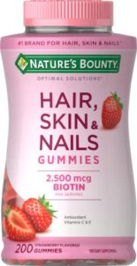 nature’s bounty vitamin biotin optimal solutions hair, skin and nails gummies, 200 count
