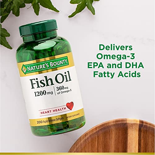 Nature's Bounty Fish Oil, Supports Heart Health, 1200 Mg, Rapid Release Softgels, 200 Ct