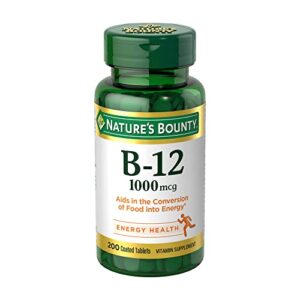 nature’s bounty vitamin b12, supports energy metabolism, tablets, 1000mcg, 200 ct