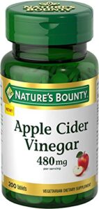 nature’s bounty apple cider vinegar 480mg pills, vegetarian supplement plant based, 200 tablets